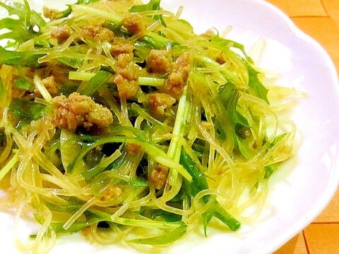 水菜とそぼろの中華風春雨サラダ